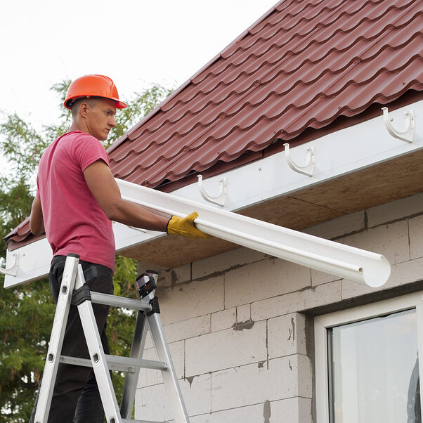 Seamless Rain Gutter Installation in Greeley, Colorado.